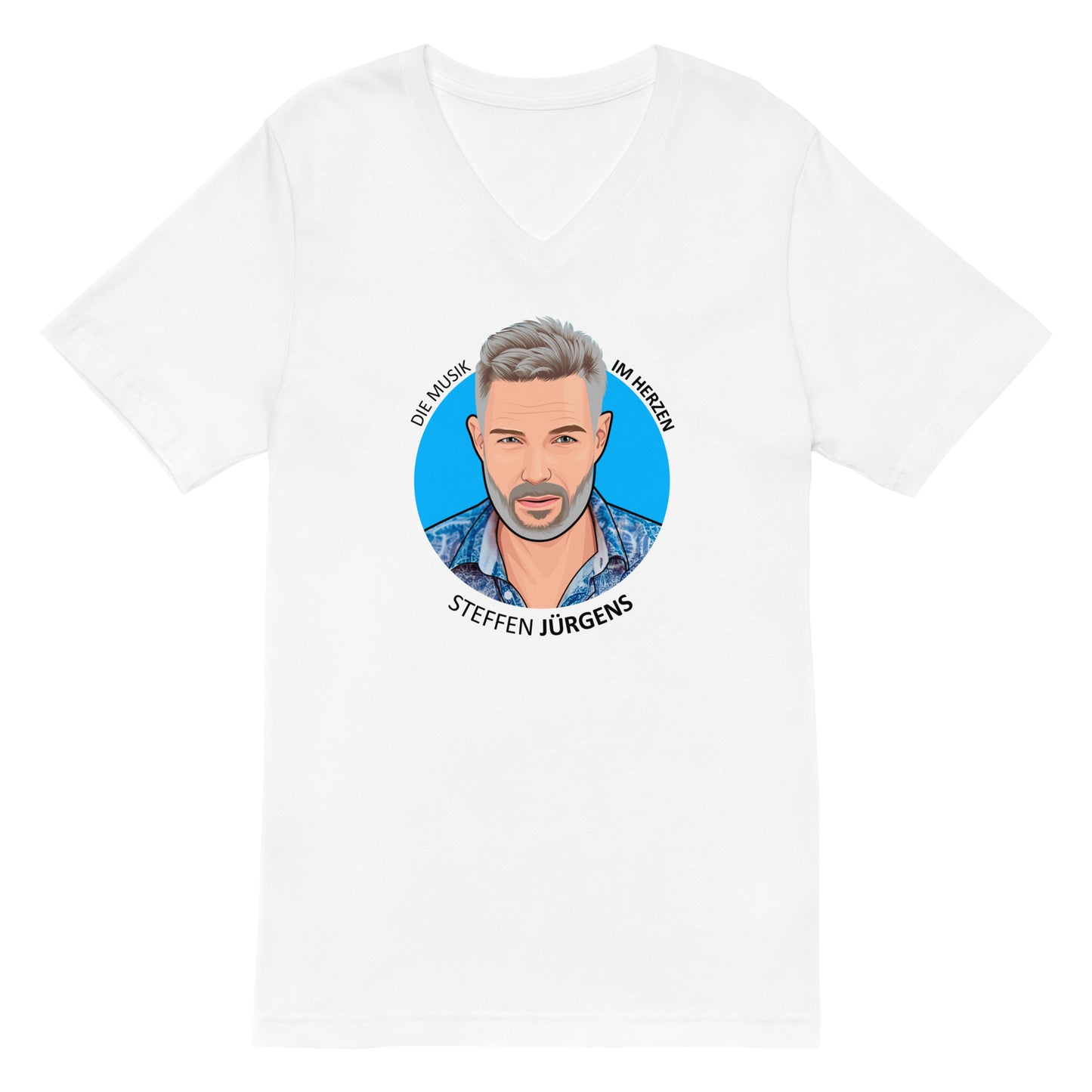 Kurzärmeliges Unisex-T-Shirt mit V-Ausschnitt