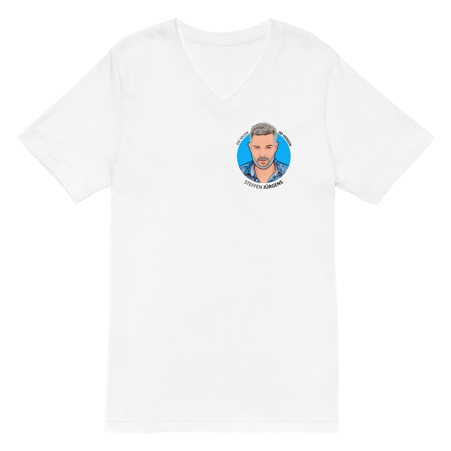 Kurzärmeliges Unisex-T-Shirt mit V-Ausschnitt